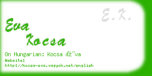 eva kocsa business card